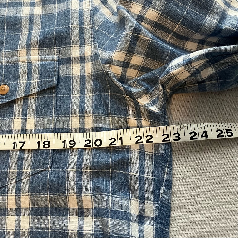 J Crew Shirt Button Down Blue and White Plaid Long Sleeve Cotton Woven - Picture 10 of 11